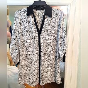 Express Button Down Polkadot Blouse